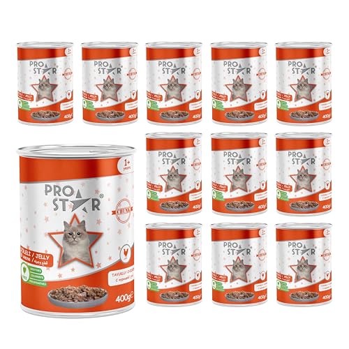 Prostar Yetişkin Kedi Tavuklu ve Jöleli Konserve Mama 400 Gr x 12 adet