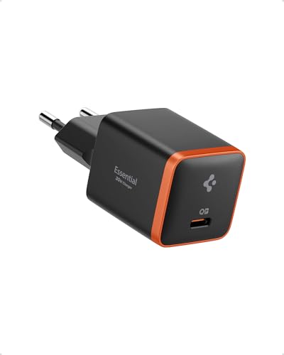 Spigen 30W USB-C Ultra Mini Hızlı Şarj Aleti PPS Desteği/Isı Düşürücü GaN Destekli Akım Korumalı Güç Adaptörü iPhone & Android & iPad & MacBook Type-C Black- ACH08448