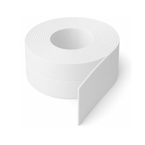 ADAPTOLL Kendinden Yapışkanlı Su Geçirmez İzolasyon Bandı – 3,2 m PVC Köşe ve Kenar Koruma Şeridi, Lavabo, Küvet, Duş ve Mutfak (Beyaz)