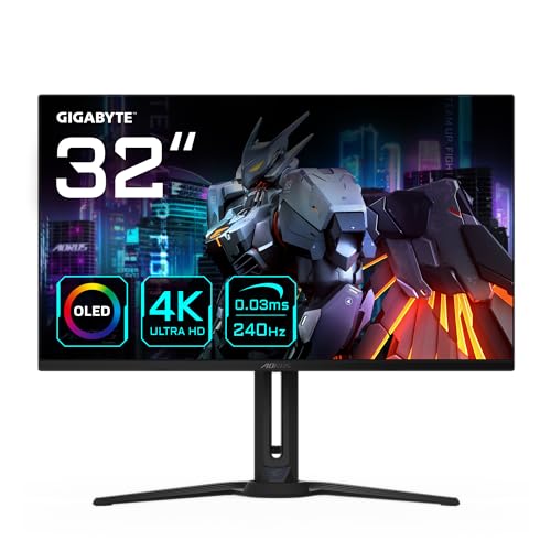 GIGABYTE AORUS FO32U2 31.5" OLED Oyuncu Monitörü, 4K UHD (3840x2160), 240Hz 0.03ms GTG, Anti-Reflection, HDMI 2.1 & DisplayPort 1.4 USB-C, DisplayHDR True Black400, ClearMR 13000, KVM, Dahili Hoparlör