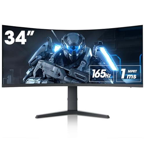 KOORUI Monitör 34E6UC 34 inç, 165Hz/, UWQHD, 3440 * 1440, 1ms, Adaptive Sync, monitörler, gaming, HDMI2.1 * 2, DP1.4 * 1, Eğilmek,-5~20°/-15~15°, Yukarı ve aşağı, VESA，HDR400, 75 * 75mm, Siyah