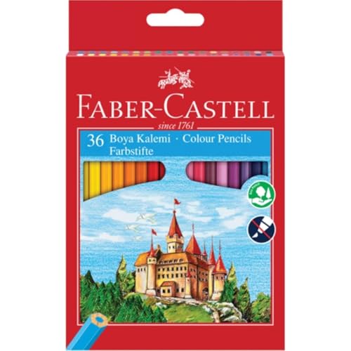 Faber-Castell 36 Renk Boya Kalemi, Canlı ve Parlak Renkler, Kırılmaya Dayanıklı Uçlar, Ergonomik Tasarım, Karton Kutu, Okul ve Sanat İçin Uygun