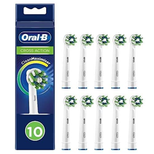 Oral-B CrossAction fırça başlığı, CleanMaximiser kıllı, bütünsel ağız temizliği için, 10 adet