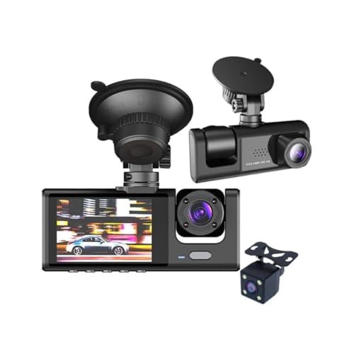 Wodimark 1080P 3 Kameralı Araç Kamerası | Ön + Arka + İç Dash Cam | Full HD Ön Kamera, Gece Görüşü, G-Sensör, 170° Geniş Açı, 2.0” LCD Ekran