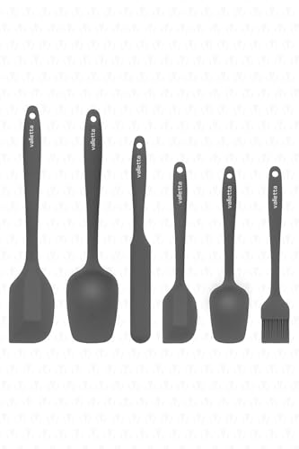 Valletta Drongo Isıya Dayanıklı Yanmaz Yapışmaz Silikon Spatula Seti 6 Parça Gri