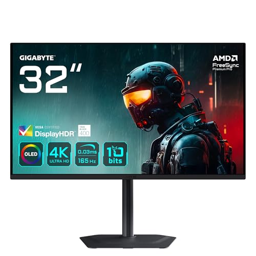 GIGABYTE MO32U 32" OLED Gaming Monitor, 4K UHD (3840x2160),165Hz, 0.03ms GTG, Mat Ekran, HDMI 2.1, DisplayHDR True Black 400, KVM & USB-C, Dahili Hoparlör