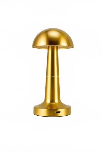 Busstier Mantar Şekilli Masa Lambası 3 Fonksiyonlu Şarjlı Led Aydınlatma Dokunmatik Kontrol Dekoratif Gece Lambası Yatak Odası Salon Ofis Işık (Altın)