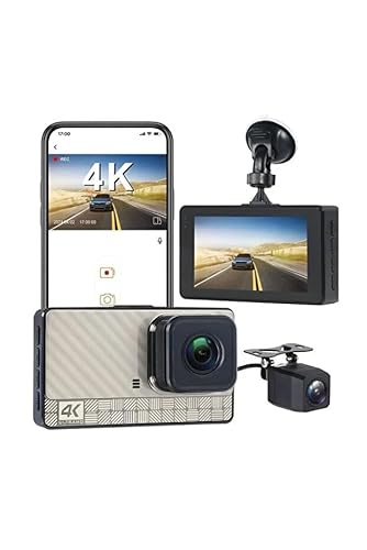 WiFi 4K Araç Kamerası | Çift Lens | Gece Görüş | APP Destekli Araç İçi Video Kayıt Cihazı