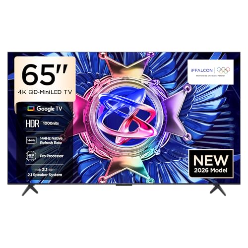 iFFALCON 65U95A 65 İnç Smart TV 4K QD-Mini LED Yüksek Parlaklık HDR 10+ Gaming Google TV, 144Hz Doğal Yenileme Hızı, ONKYO 2.1 Hi-Fi, Dolby Vision Atmos, MEMC, AI Modu, Game Master (2026 Model)