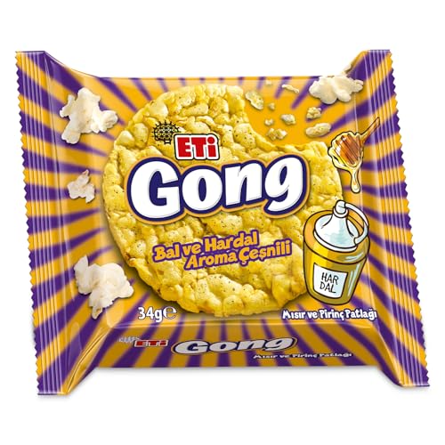 Eti Gong Bal ve Hardal Aroma Çeşnili Mısır ve Pirinç Patlağı 34 g x 18 Adet