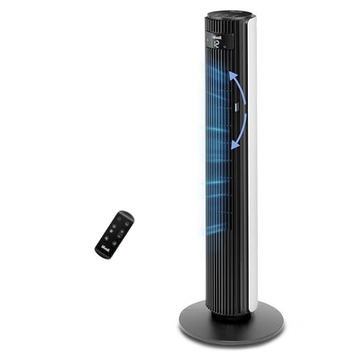 Levoit Kule Vantilatör İçin Yatak Odası, 7,5 m/s, 23 W, 25 dB Sessiz Sütun, Uzaktan Kumandalı, 12 Hız Kademesi, 4 Mod, Beyaz