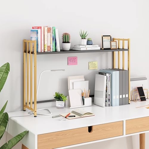 Yerden Tasarruflu Metal Masa Rafları - Ev Ofis Yurdu için 45 cm Yüksek Monitör Standı ve Kitaplık - Altın 95 cm - Şık Nization Çözümü