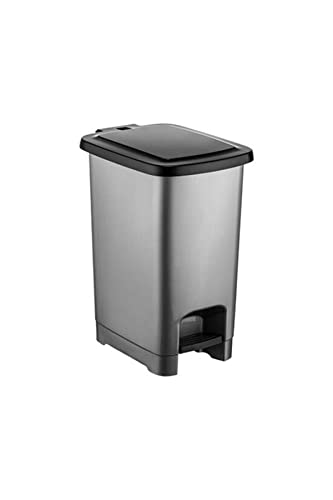 Siyah Kapaklı Pedallı Plastik Çöp Kovası 25 Lt