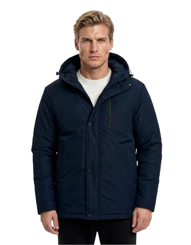 Kışlık Erkek Parka – Astarlı Parka Mont, Rüzgar Geçirmez & Su Geçirmez, Kapüşonlu, Fermuar + Çıtçıt Kapama, Cepli Mont, Günlük Kullanım