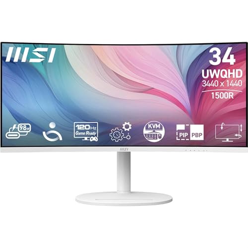 MSI 34" MODERN MD342CQPW Kurumsal Monitör, UWQHD Kavisli 1500R VA 120Hz 1ms, Adaptive-Sync, Type-C