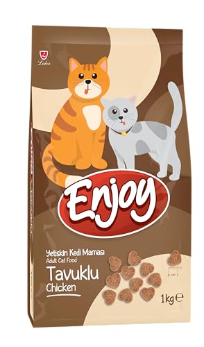 Enjoy Kuru Kedi Maması, Tavuklu, Yetişkin, Keten Tohumu ile Omega 3 & 6 Katkısı, 1 Kg