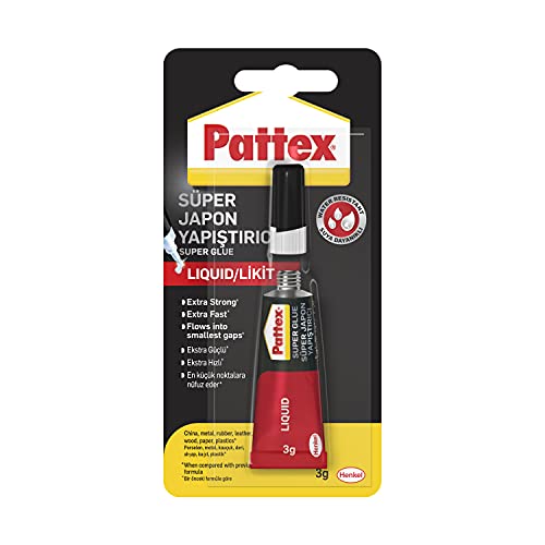 Pattex Süper Yapıştırıcı, Kaliteli Onarımlar için Çok Amaçlı Güçlü Yapıştırıcı, Özel Kapağıyla Kolay Kullanımlı Hızlı Yapıştırıcı, 1x3g