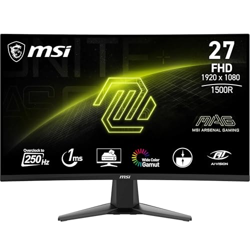 MSI MAG 27C6X 1ms 250Hz Adaptive-Sync VA Curved Full HD Gaming (Oyuncu) Monitör