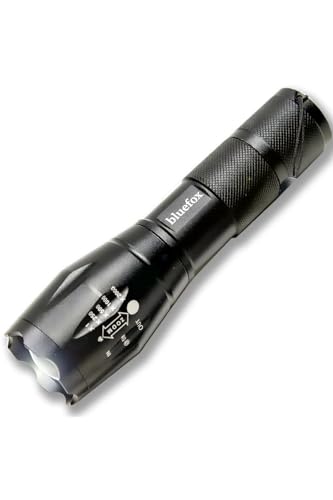 Bluefox Güçlü LED El Feneri, 10W Ultra Parlak Işık, 5 farklı Mod, Zoom Özellikli, Dayanıklı Aluminyum Gövde