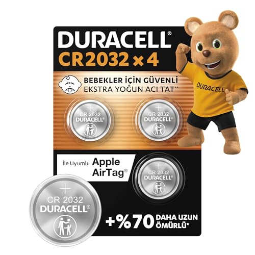Duracell CR 2032 Lityum Düğme Pil (4’lü paket) 3V, (CR2032)