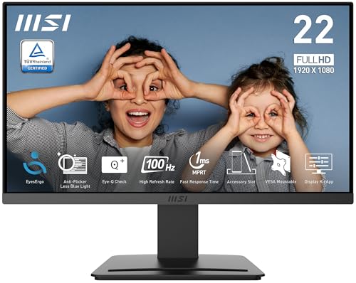 MSI 21.45 PRO MP223 E2, Kurumsal Monitör, FHD, 16:9 Flat, VA, 100HZ, 1ms, Adaptive-Sync