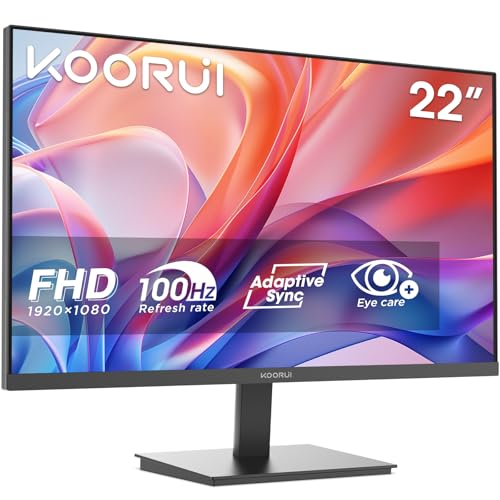 KOORUI Monitör 22N1 21.5inç, 75Hz, Fhd1920*1080, 6ms, Va Hdmi 1.4 * 1, Eğilmek-5~15°（Yukarı Ve Aşağı） 178°GörmeAçısı, Vesa, 75 * 75mm, Siyah