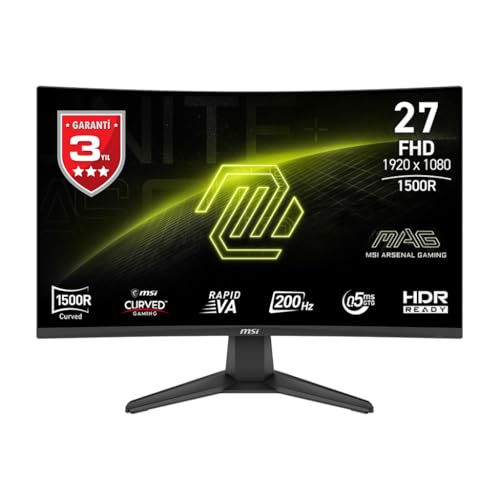 MSI 27" MAG 276CF E20 1920x1080 (FHD) 16:9 CURVE 1500R RAPID VA 200HZ 0.5MS FREESYNC PREMIUM GAMING MONITOR