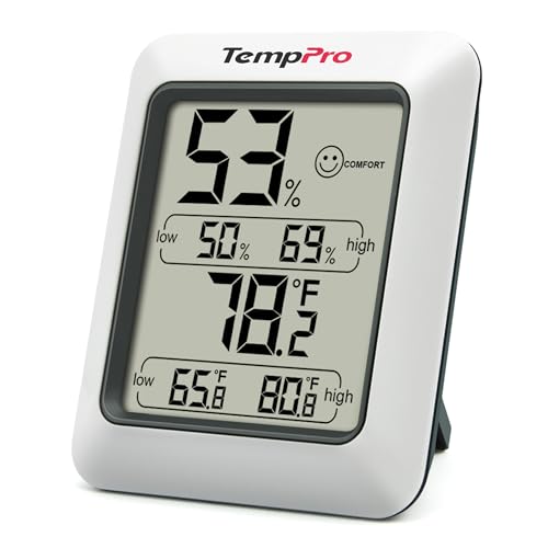 ThermoPro TP50 dijital termo-higrometre, iç mekan termometresi, higrometre, sıcaklık ve nem ölçer, oda iklimi kontrolü, oda havası kontrolü, klima monitörü için