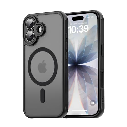 Minesk iPhone 17 için MagSafe ile Uyumlu MattCover Serisi Arkası Mat Polikarbonat Kenarları Silikon ve Köşeleri Güçlendirilmiş Kamera Korumalı ince Silikon Kılıf (Manyetik, 17)