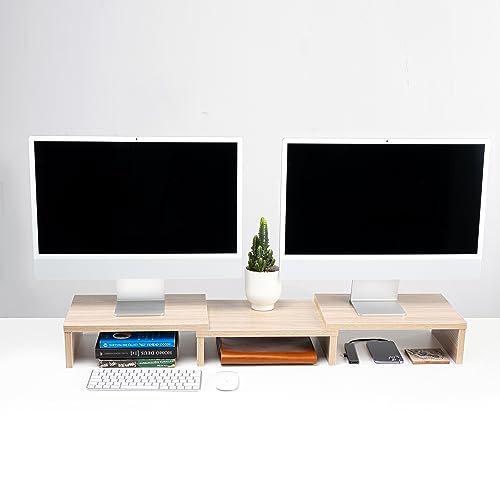 Çift Monitör Standı Ekran Yükseltici Açık Renk Bilgisayar Masaüstü Düzenleyici Organizer