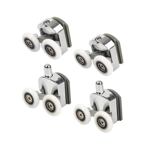 Duşa Kabin Teker Seti,4 Adet Krom Banyo Tekerleği,Tüm Duşa Kabinlere Uyumlu Tekerlek Seti Takımı 2 Alt 2 Üst Teker Rulmanı