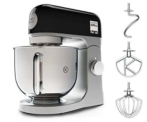 Kenwood kMix Mutfak Şefi Siyah Gri KMX750BK - Stand Mikser, Hamur Yoğurma Makinesi, Paslanmaz Çelik 5 Lt Hazne, Sıçrama Önleyici Kapak, 1000 W Motor, 3 Hazne İçi Aparat, Dayanıklı Döküm Gövde