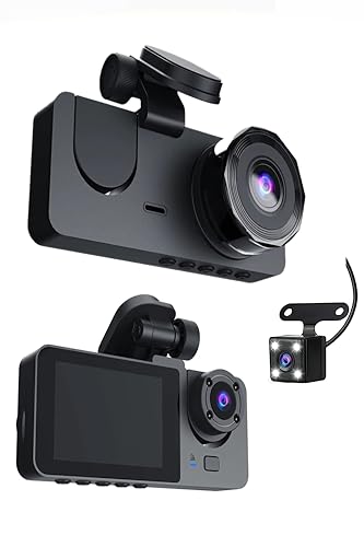 3 Kameralı /1080p Ultra Kaliteli/Wifi Özellikli/G-Sensör/Gece Görüş/Araç İçi Araç Kamerası