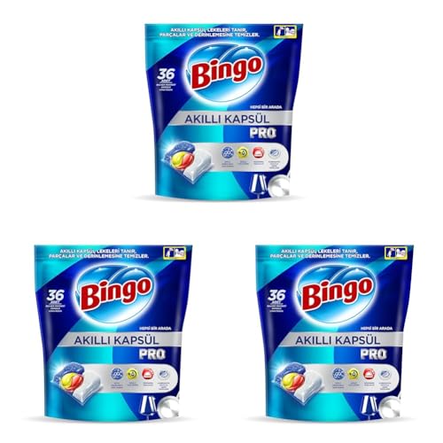Bingo Akıllı Kapsül Pro Bulaşık Makinesi Deterjanı Tableti 36'lı (3 paketi)