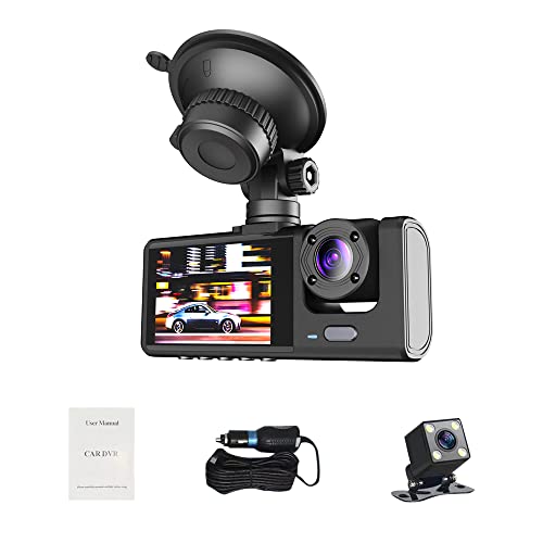 Mibee 1080P DVR Araç İçi Kamera Ön & İç & Arka Kamera Sürüş Kaydedici 2 İnç Ekran Dashcam Desteği Gece Görüş Döngü Kayıt Tek Tuş Kilidi