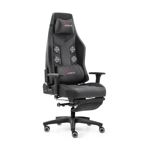 XDrive FIRTINA Masajlı Ayak Uzatmalı Masajlı Profesyonel Oyuncu Koltuğu Gri/Siyah
