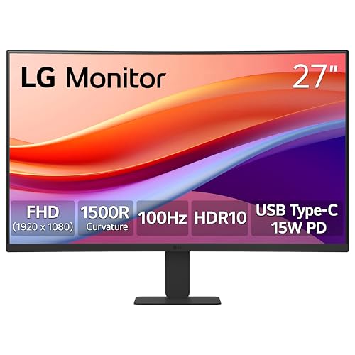 LG 27U421A-B 27 inç Full HD (1920 x 1080) Kavisli Bilgisayar Monitörü, 100Hz, 5ms, HDR10, 3 Taraflı Kenarlıksız, Anahtar, HDMI, USB Type-C 15W PD, Tilt Slim Stand, Siyah, Hoparlörsüz