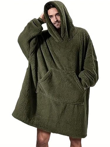 Wellsoft Kapşonlu Giyilebilir Tv Battaniyesi Unisex Over Size - Haki Haki