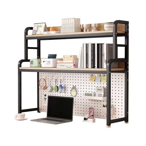 Yerden Tasarruflu Masa Rafı 107 cm Yükseklikte Kitaplık Ofis ve Ev Monitör Standı Açık Bölmeli Siyah 115 cm - Yurt Nizasyonu için İdeal