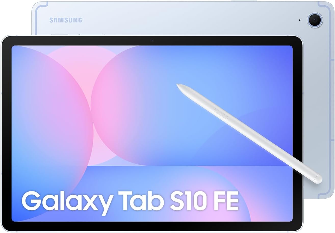 Samsung Galaxy Tab S10 FE, Wi-Fi Android Tablet, 12GB RAM, 256GB Depolama, 10.9 İnç, 90Hz Ekran, Dahili SIM ve eSIM, S Pen Dahil, IP68, 8000mAh Batarya, Mavi (Samsung Türkiye Garantili)