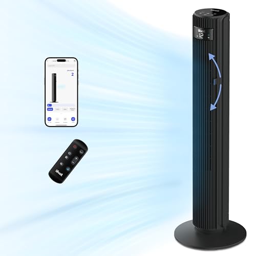 Levoit 25 dB Yatak Odası için Çok Sessiz Akıllı Kule Fanı, 7,9 m/s Fan, 90 Derece Salınım ve 60 Derece Ayarlı, Uzaktan Kumandalı, 12 Hız, Uygulama ve Ses Kontrolü