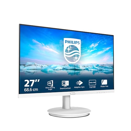 Philips 271V8AW- 27 inç FHD Beyaz Monitör, 75Hz, 4ms, VA, Hoparlörler, AdaptiveSync, Titreşimsiz, Parlama Önleyici (1920 x 1080, 250 cd/m², HDMI)