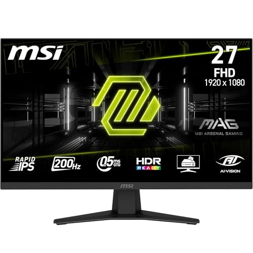 MSI 27" MAG 274F, Gaming Monitör, FHD, 16:9 Flat, Rapid IPS, 200HZ, 0.5ms (GTG) Adaptive-Sync