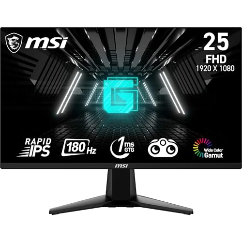 MSI 24.5'' G255F 1920x1080 (FHD) 16:9 FLAT RAPID IPS 180HZ 1MS FreeSync Gaming (Oyuncu) Monitör