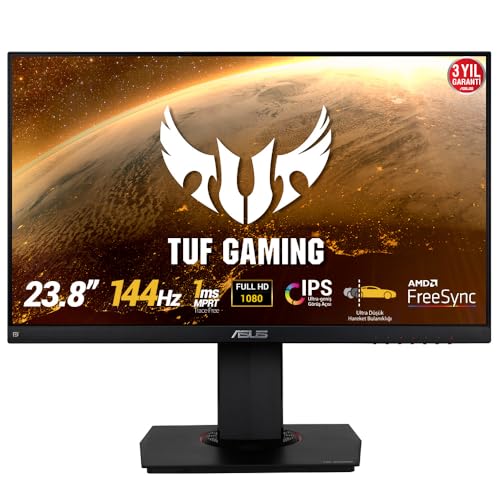 (X 1080 1920) Asus TUF Oyun VG249Q 23.8â € Monitör 144Hz Full HD, Siyah IPS Elmb FreeSync Göz Bakımı DisplayPort, HDMI, D-Sub 1 ms