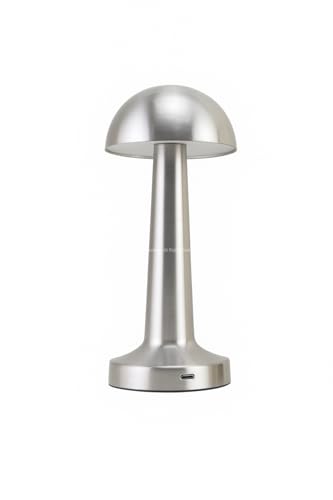 Busstier Mantar Şekilli Masa Lambası 3 Fonksiyonlu Şarjlı Led Aydınlatma Dokunmatik Kontrol Dekoratif Gece Lambası Yatak Odası Salon Ofis Işık (Gümüş)