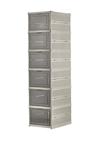 Deconox 6 Katlı, Katlanabilir Ayakkabılık, Taşınabilir Çok Amaçlı, Geniş, Katlanabilir Dolap ve Raf, Katlanır Taşınabilir Premium Portatif Organizer Ayakkabılık (25,5cm x 34,5cm x 105,5cm) (TOPRAK)