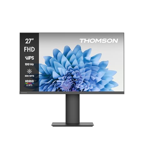 Thomson 27 inç Full HD monitör, 100 Hz yenileme frekansı, IPS panel, ayarlanabilir stand, HDMI, adaptif senkronizasyon, VESA montaj 75 x 75, siyah, M27FB5C14