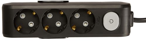 Viko Multi-Let 3'lü 2 metre Priz, Siyah, Anahtarlı, Topraklı, Çocuk Korumalı