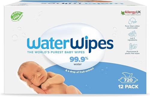 WaterWipes Yeni Doğan & Hassas Ciltler için 720 Yaprak Bebek Islak Mendili (12 x 60 Adet), Bitki Tabanlı